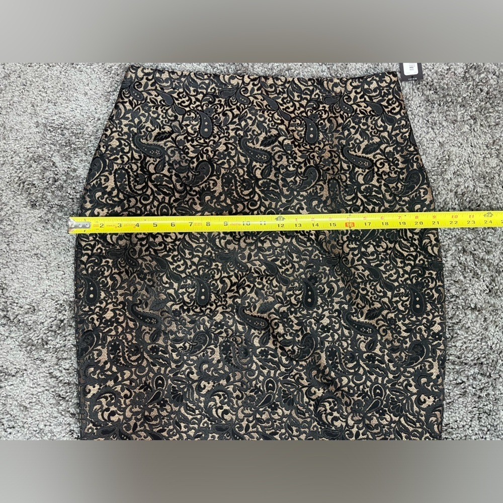 Worthington black bronze damask jacquard paisley lined pencil skirt women’s 12 - Picture 11 of 13